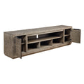 92 Inch Rustic Wood Tv Entertainment Console, Low Profile, Brown Brown 90 Inches Or Larger Wood