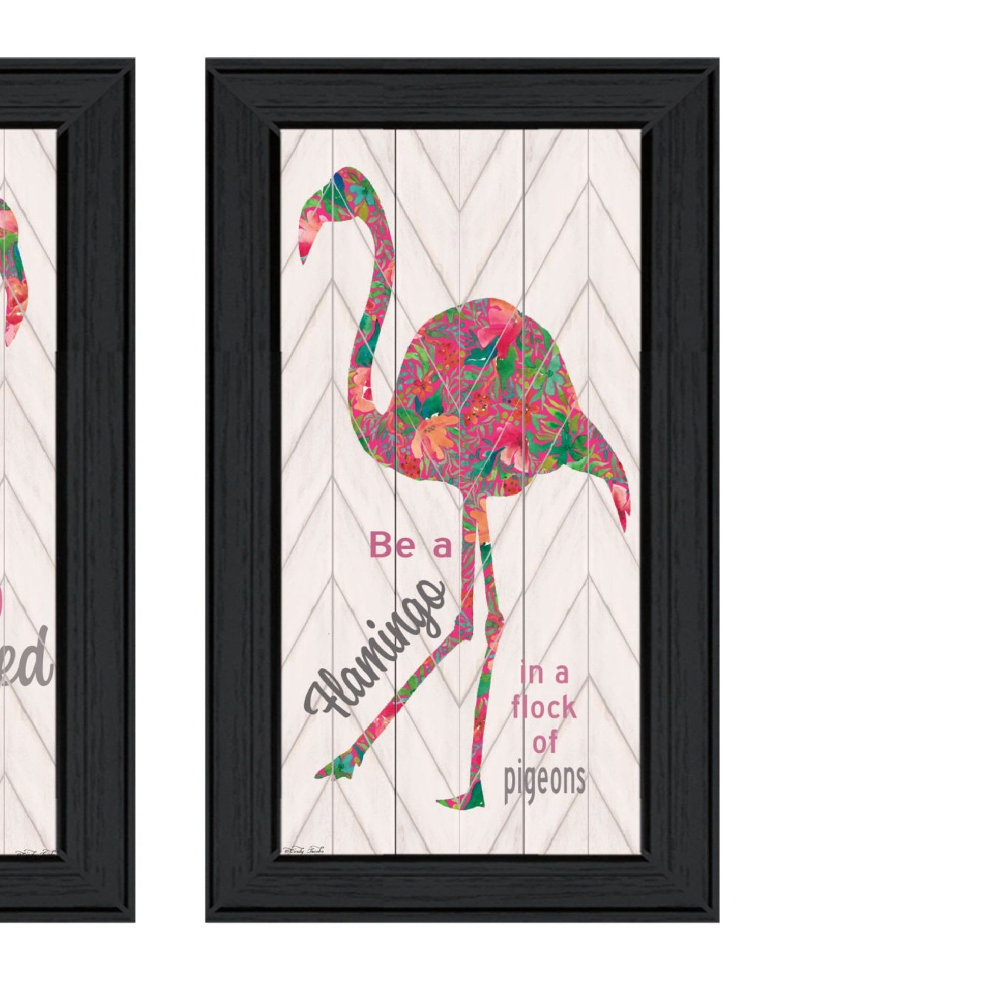 "Flamingo'S A Matrix Colors " Framed Wall Art For Living Room, Wall Art Print For Home Decor, Bedroom Wall Art By Cindy Jacobs Multicolor Wood Paper