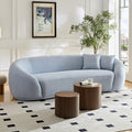 3 Seater Sofa Modern Combination Half Moon Casual Teddy Wool Sofa Curved Sofa, Blue Sky Blue Primary Living Space Medium Soft Delicate Duty Fabric 3 Seat