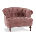 La Rosa Victorian Tufted Upholstered Accent Chair, Ash Rose Pink Velvet Pink Foam Velvet