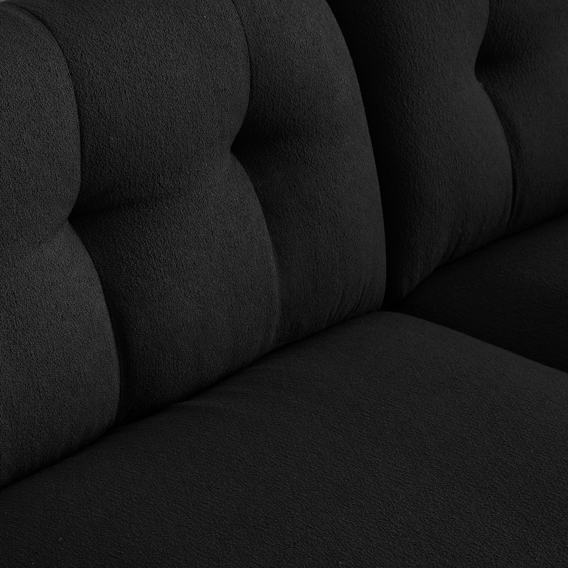 81.48" Modern Sofa Couch,3 Seater Teddy Sofa Sectional With Wooden Legs For 3 4 Persons, Upholstered Deep Seat Beautiful Seat Sofa Chaise For Living Room,Bedroom, Apartment And Office,Black Black Wood Primary Living Space Modern Foam Teddy 4 Seat