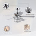 52 Inch Crystal Chandelier Fan Dual Finish Reversible Blades, Fandelier,Ceiling Fan With Remote Control 3 Speed Low,Mid,High For Living Room, Dining Room, Bedroom, Family Room, Chrome Chrome American Traditional,Antique,Classic,Contemporary Crystal Metal