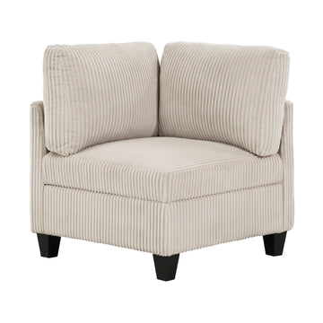 Modern Living Room Furniture Beige Corner Seat With Storage Corduroy Fabric Upholstery 1Pc Modular Piece Beige Primary Living Space Contemporary,Modern Solid Wood