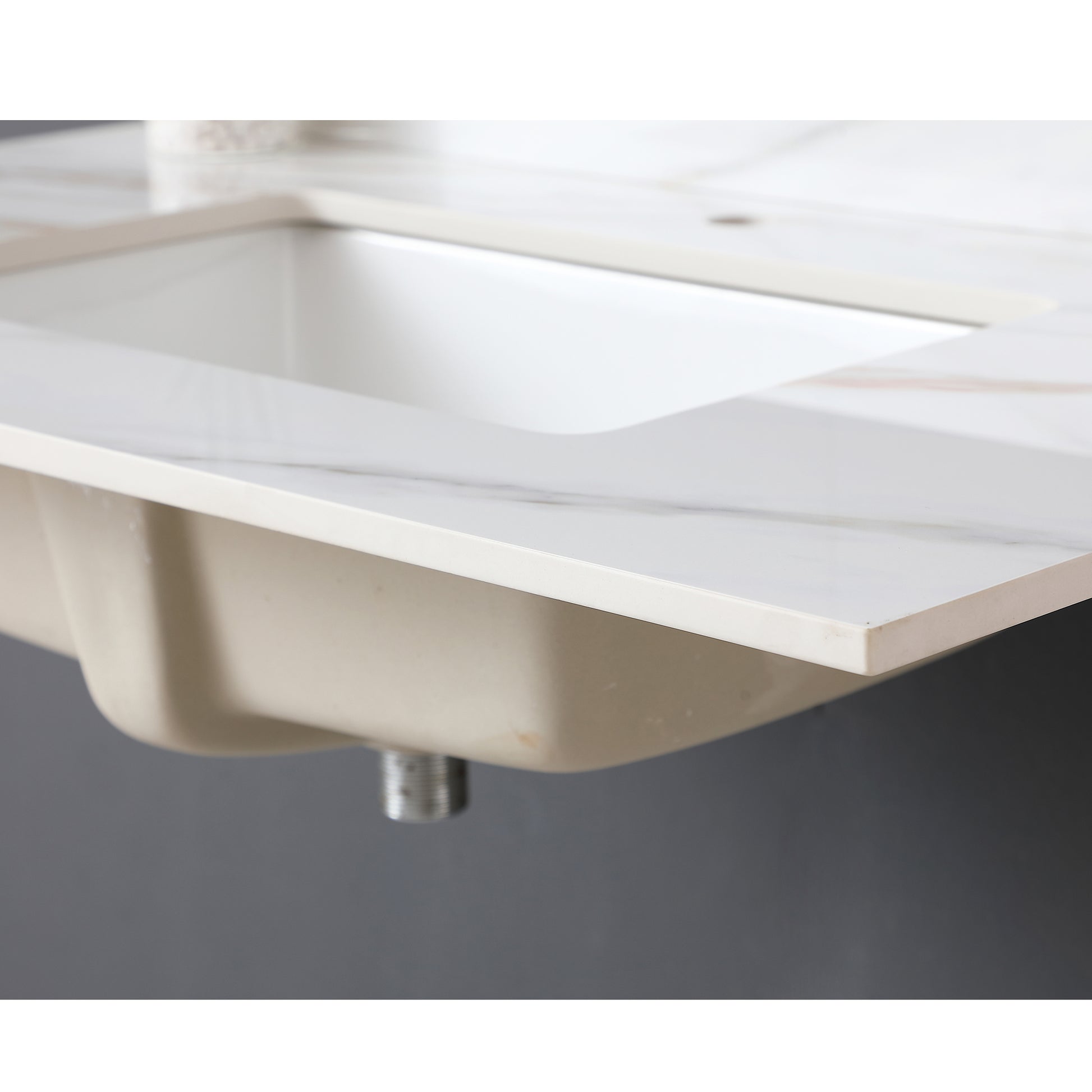 37 Inch Marble Vanity Top, Bathroom Vanity Top With Undermount Rectangular Middle Sink And 4" Height Backsplash, Pre Drilled Faucet Hole Vanity Top, Carrara White With Veins White Marble Bathroom American Design,American Traditional Sintered Stone