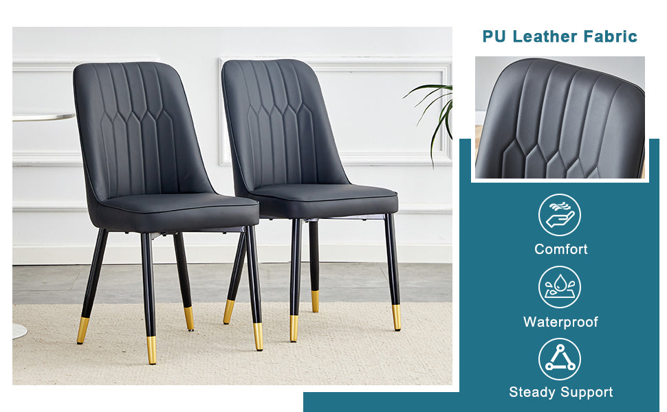 Table And Chair Set.This Modern Dining Table With Mdf Marbled Design Gives You A Luxurious And Elegant Feel.Paired With Multiple Chairs With Pu Artificial Leather Backrest Cushions And Black Legs. Black Seats 4 Mdf