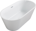 Glossy Acrylic Freestanding Soaking Bathtub With Chrome Overflow And Drain In White, Cupc Certified 59*31.1 22A02 60 White Fiberglass Acrylic