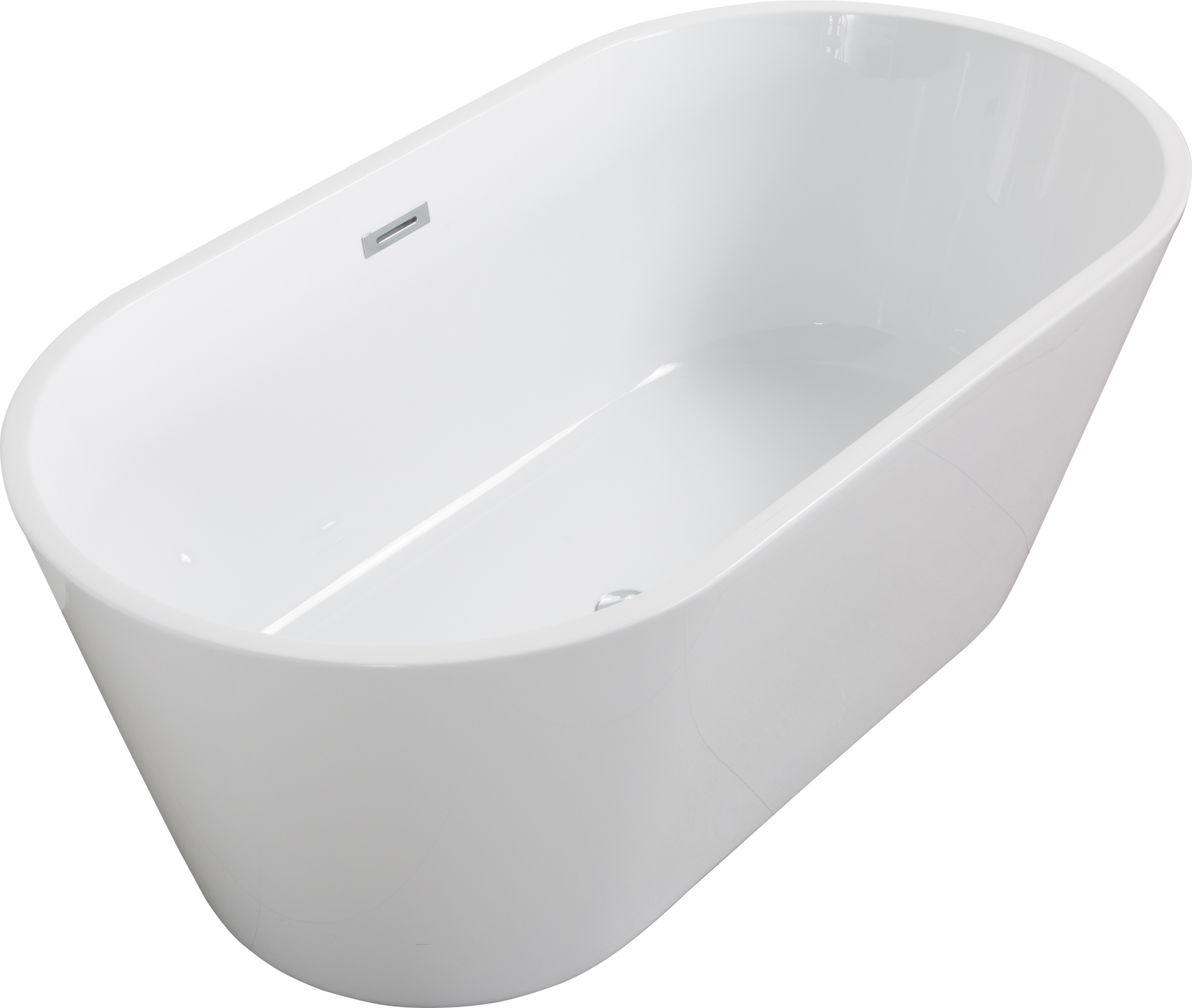 Glossy Acrylic Freestanding Soaking Bathtub With Chrome Overflow And Drain In White, Cupc Certified 59*31.1 22A02 60 White Fiberglass Acrylic