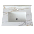 31 Inch Marble Vanity Top, Bathroom Vanity Top With Undermount Rectangular Middle Sink And 4