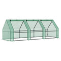 Outsunny 9' X 3' X 3' Portable Mini Greenhouse Outdoor Garden With Large Zipper Doors And Water Uv Pe Cover, Green Green Steel