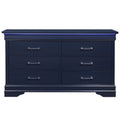 Charlston Blue Dresser With Led Blue Solid Wood Mdf