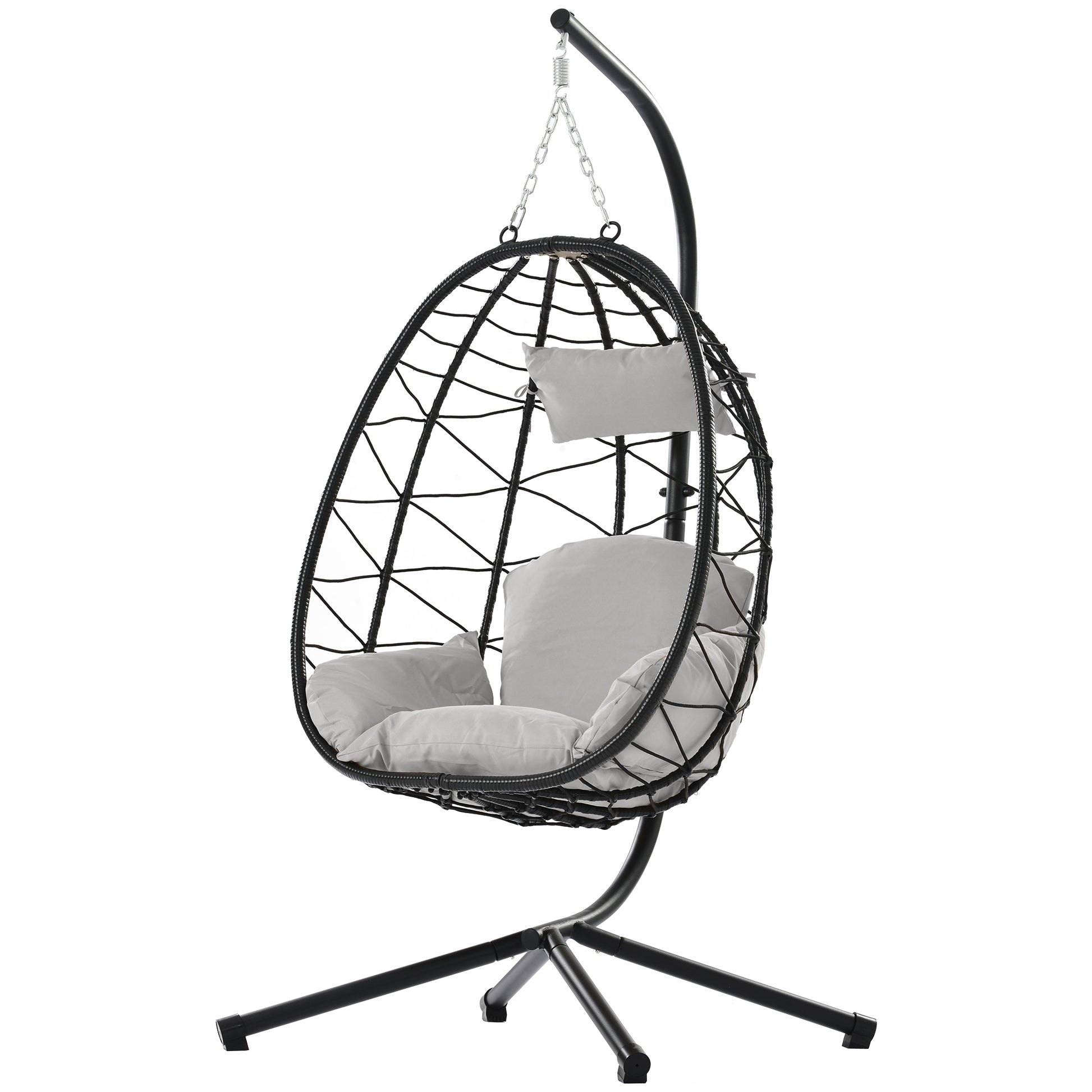 Egg Chair With Stand Indoor Outdoor Swing Chair Patio Wicker Hanging Egg Chair Hanging Basket Chair Hammock Chair With Stand For Bedroom Living Room Balcony Yes Sectional Light Gray Water Resistant