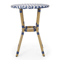 French Bistro Table - White Blue Rattan