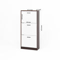 Shoe Storage Cabinet With 3 White Panel Flip Drawers, Freestanding Organizer For Entryway, Narrow Shoe Rack Cabinet 3 4 Spaces Walnut Primary Living Space Particle Board