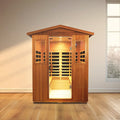 Outdoor Khaya Wood Four Person Far Infrared Sauna Room Natural Wood Metal & Wood