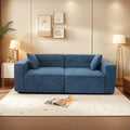 Modern Teddy Velvet Sofa,Full Foam 3 Seat Compression Sofa,The Soft Polyester Cotton Cushion And Wide Seating Depth Make The Large Sofa Have A Small Volume Blue Linen Wood Primary Living Space Soft