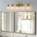 Golden 5 Light Vanity Light With Clear Glass Shades, Modern Iron Metal Bathroom Wall Fixture For Mirror, Ideal For Bathroom And Dressing Table No Bulbs Golden Glass Iron