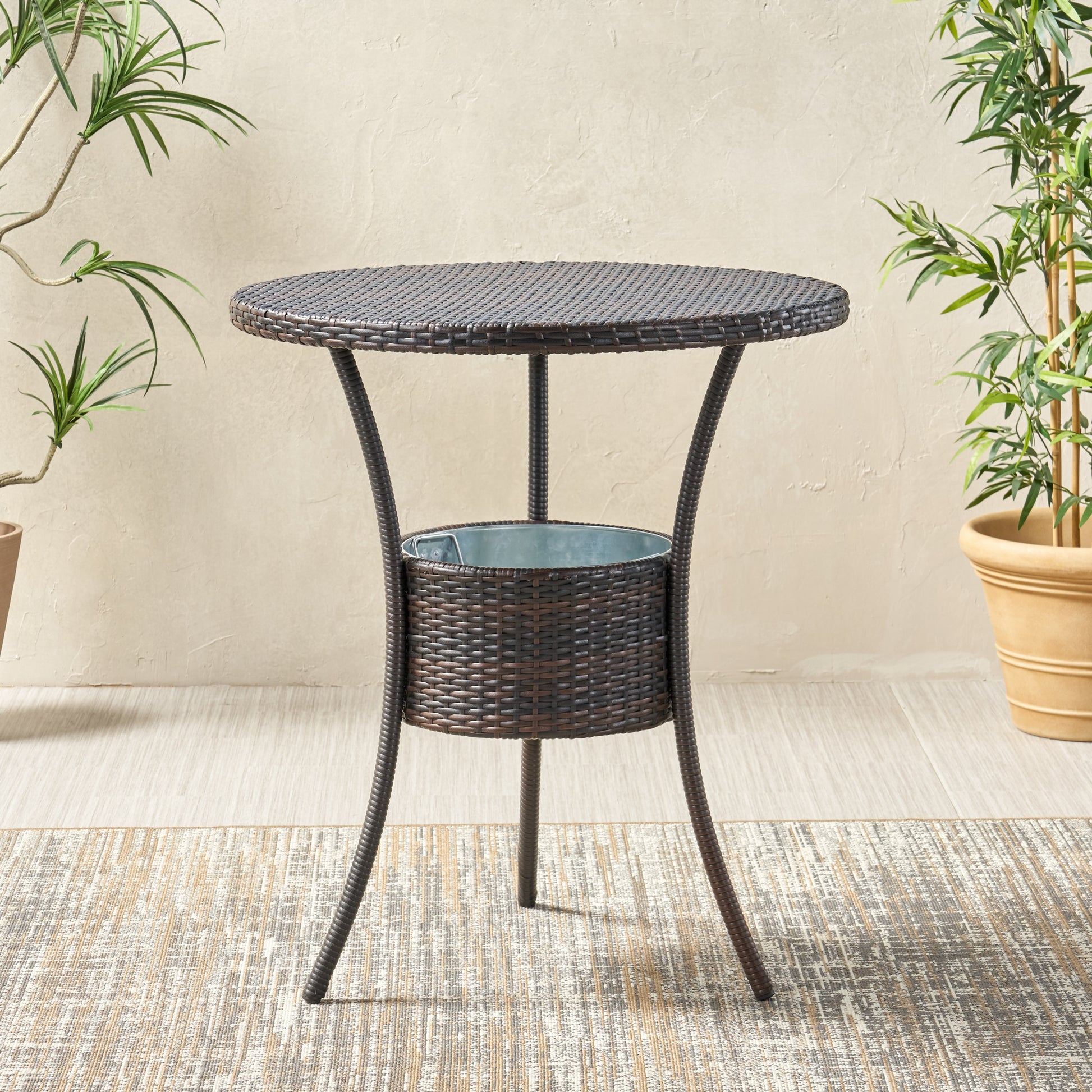 Rattan Counter Table Brown Multi Rattan