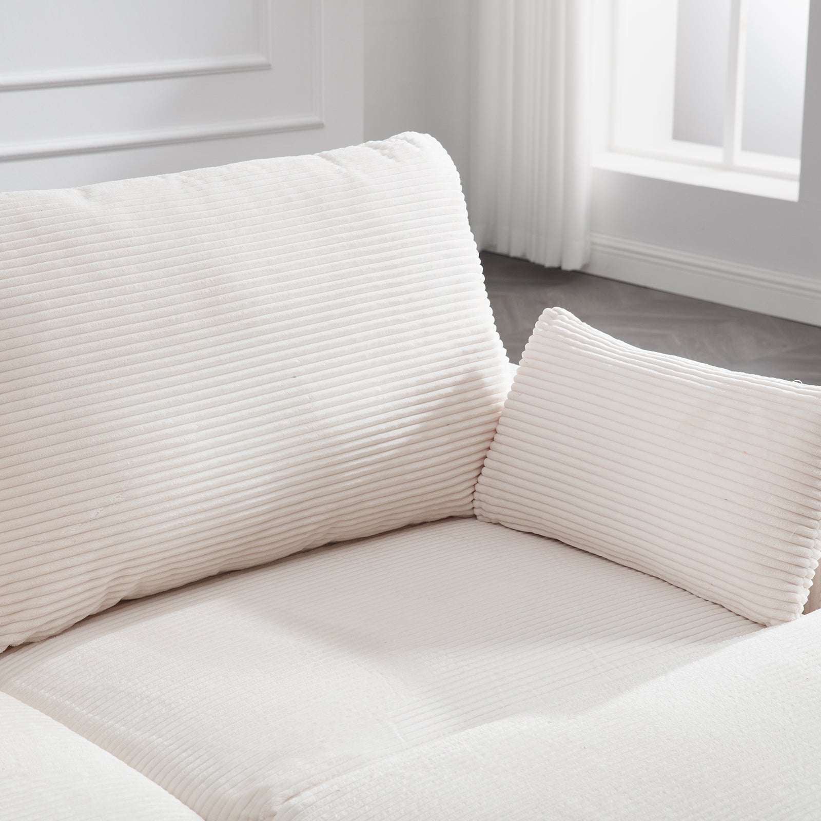 Beige Modern Luxury Twins Sofa Couch For Living Room Quality Corduroy Upholstery Sleeper Sofa Bed Daybed,With Cup Holder And Usb Charging Port Beige Solid Wood 2 Seat