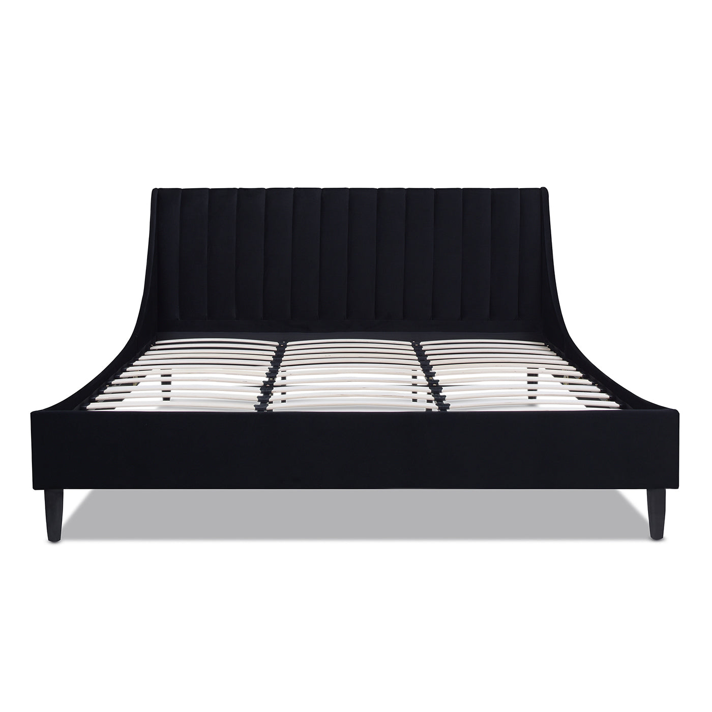 Aspen Vertical Tufted Headboard Platform Bed Set, King, Anthracite Black Velvet Box Spring Not Required King Anthracite Wood Foam Velvet Velvet