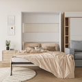 Morden Deisgn Full Size Vertical Murphy Bed For Bedroom Or Guestroom White Wall Bed Space Saving Hidden Bed White Mdf