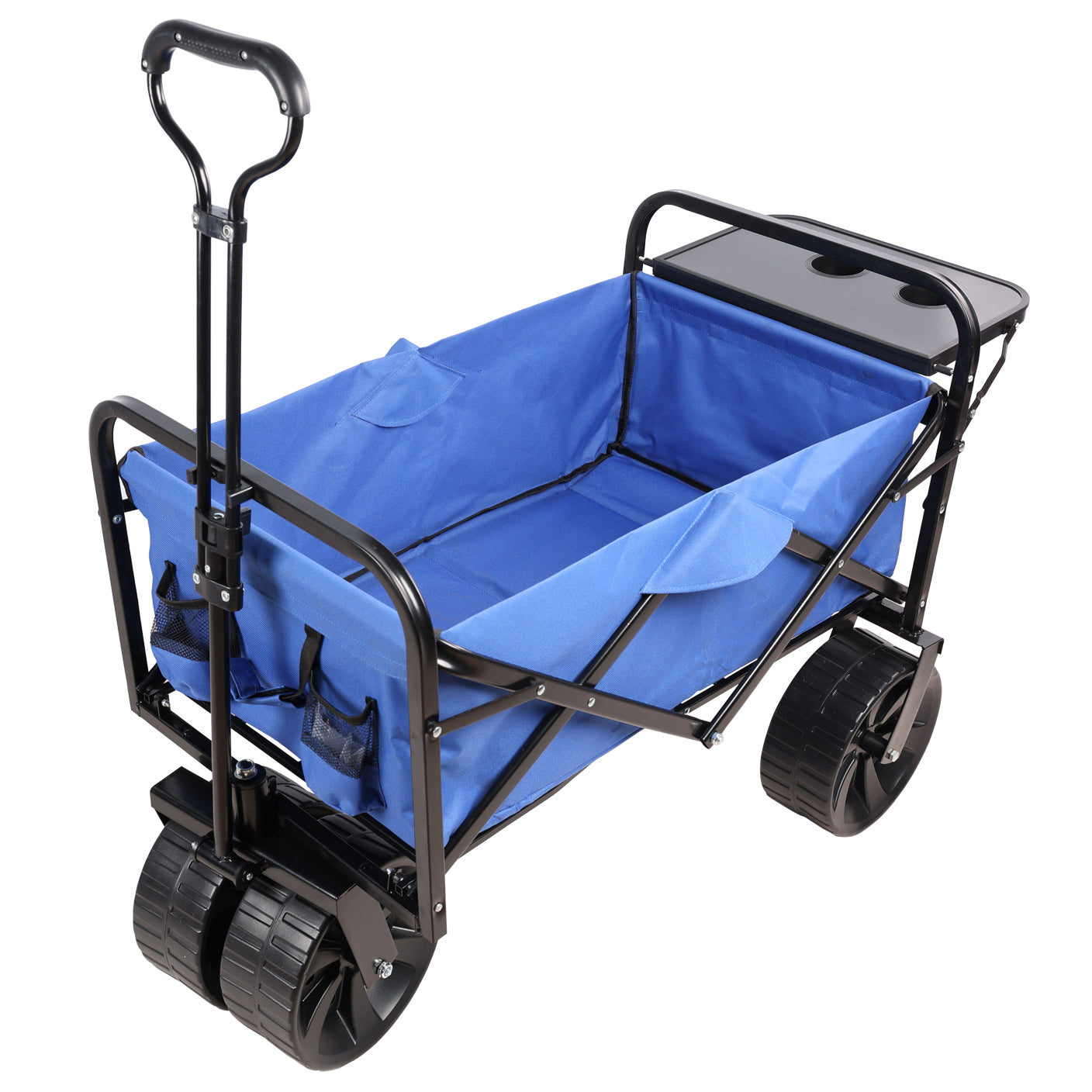 Folding Wagon Garden Shopping Beach Cart Blue Blue Metal