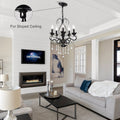 Classic Vintage Crystal Candle Chandeliers Lighting, 5 Lights Pendant Ceiling Fixture Lamp 5*E12*Max40W, No Include Bulb Chandelier For Living Room Dining Room Bedroom Hall Balcony Matte Black Gold Matte Black American Design,Luxury,Modern,Vintage Metal