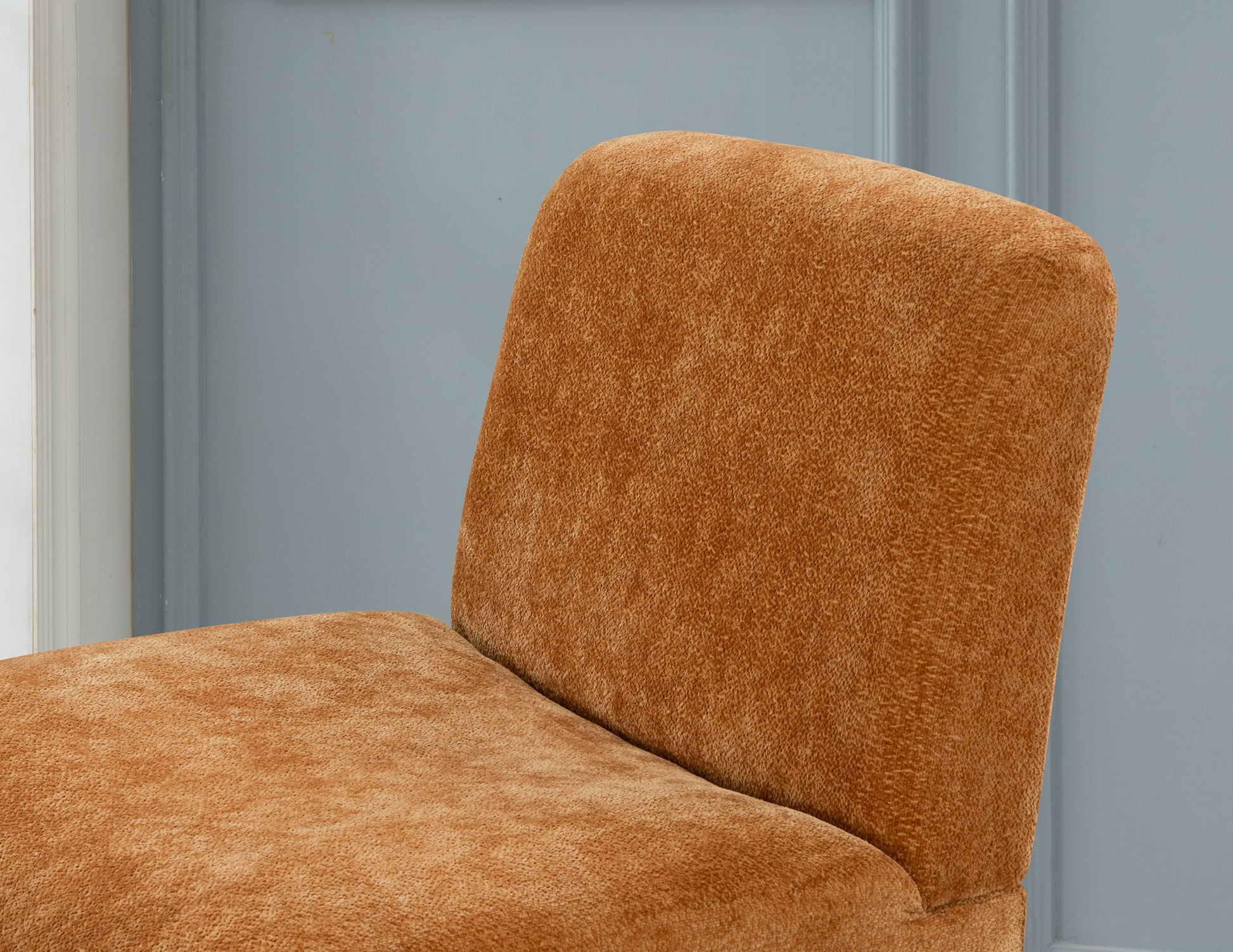 Comfy Accent Chair, Upholstered Slipper Chair, Armless Chair With Wood Legs And Soft Fabric For Living Room, Bedroom, Orange Orange Foam Wood Fabric