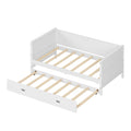 Twin Size Solid Wood Daybed With Trundle For Kids Teens Dorm Bedroom Multipurpose Guest Room Or Home, White Box Spring Not Required Twin White Wood Bedroom Pine Wood