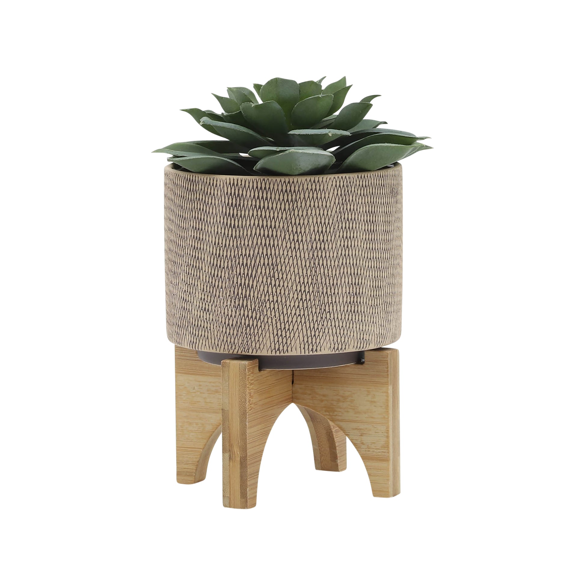 S 2 5 8" Mesh Planter W Stand, Tan Tan Ceramic