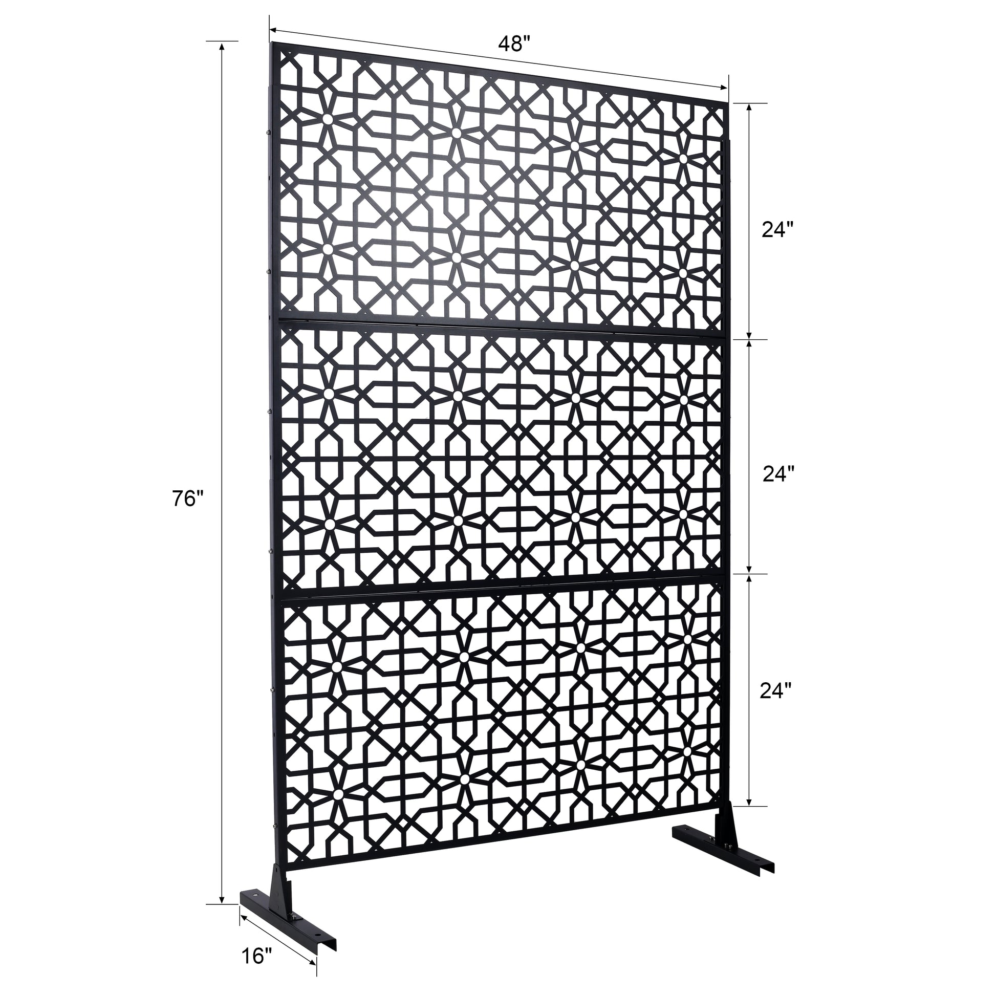 Outdoor & Indoor Privacy Screen Metal Privacy Screen 76" H 48" W, Freestanding Decorative Privacy Screen For Deck Balcony Patio, Privacy Fence Panels For Outside Lawn Garden Ps106 Black Black Steel