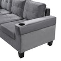 Sectional Sofa Set For Living Room With L Shape Chaise Lounge ,Cup Holder And Left Hand With Storage Chaise Modern 4 Seat Grey Grey Fabric 4 Seat