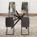 Table And Chair Set.Modern Rectangular Glass Dining Table With 0.39