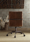 Retro Brown Swivel Office Chair With 5 Star Base Caster Solid Brown Office Office Chairs Solid Back Swivel Genuine Leather