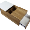 Oak And White Coffee Table With Hidden Compartments Oak Primary Living Space Drawers Rectangular Wood