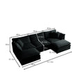 U Shaped Sectional Sofa W Reversible Footrest, 5 Seater Convertible Corner Couch With 2 Ottomans ,Modern Minimalist Soft Sofa & Couch For Living Roomblack Chenille Black Chenille 3 Seat
