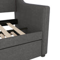 Twin Size Daybed With Trundle Bed, Upholstered Daybed With Charging Station And Led Lights, Gray Twin Gray Linen