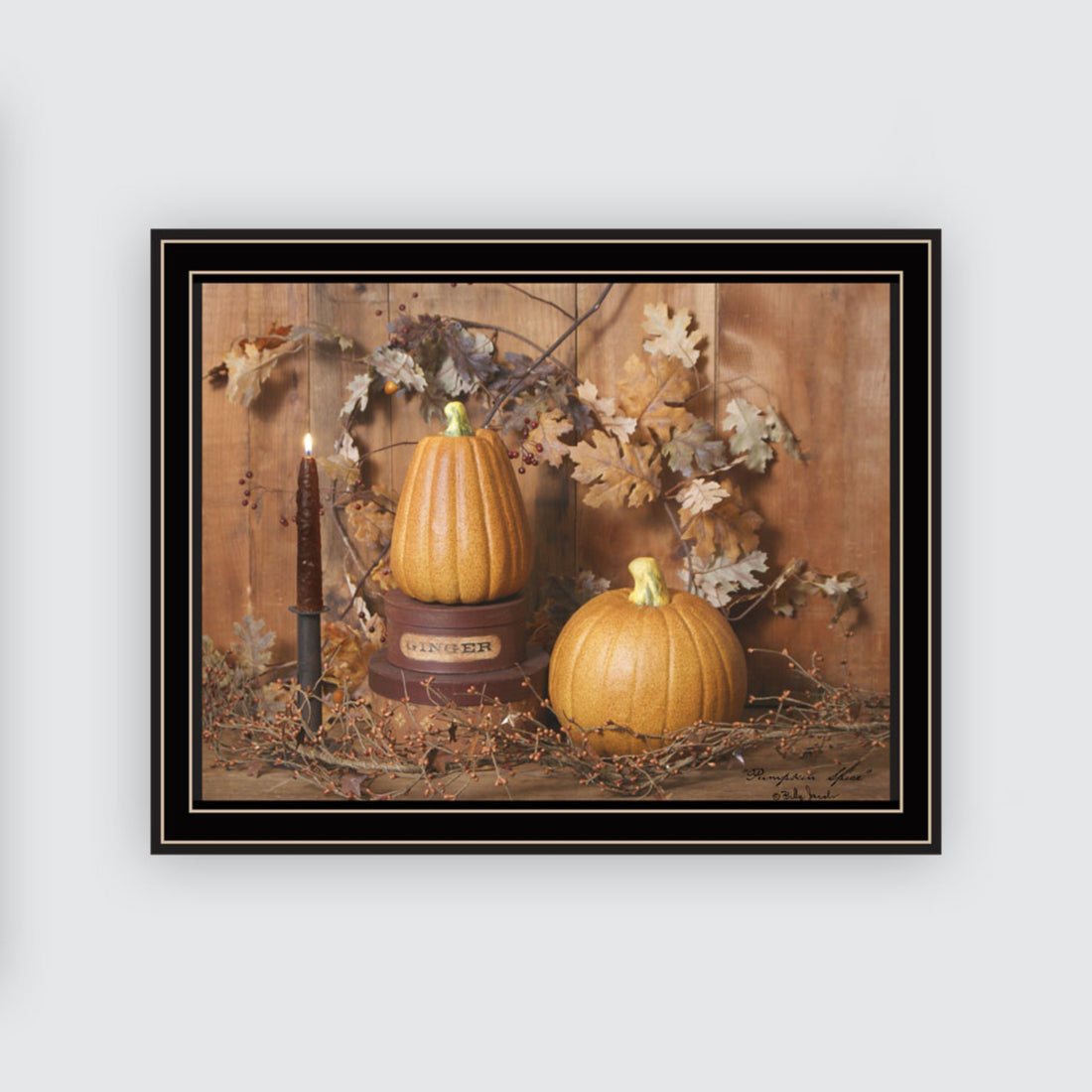 2 Piece Vignette Friends And Pumpkins Black Framed Wall Art For Living Room, Bedroom Wall Art Print For Home Decor By Billy Jacobs Multicolor Wood Paper