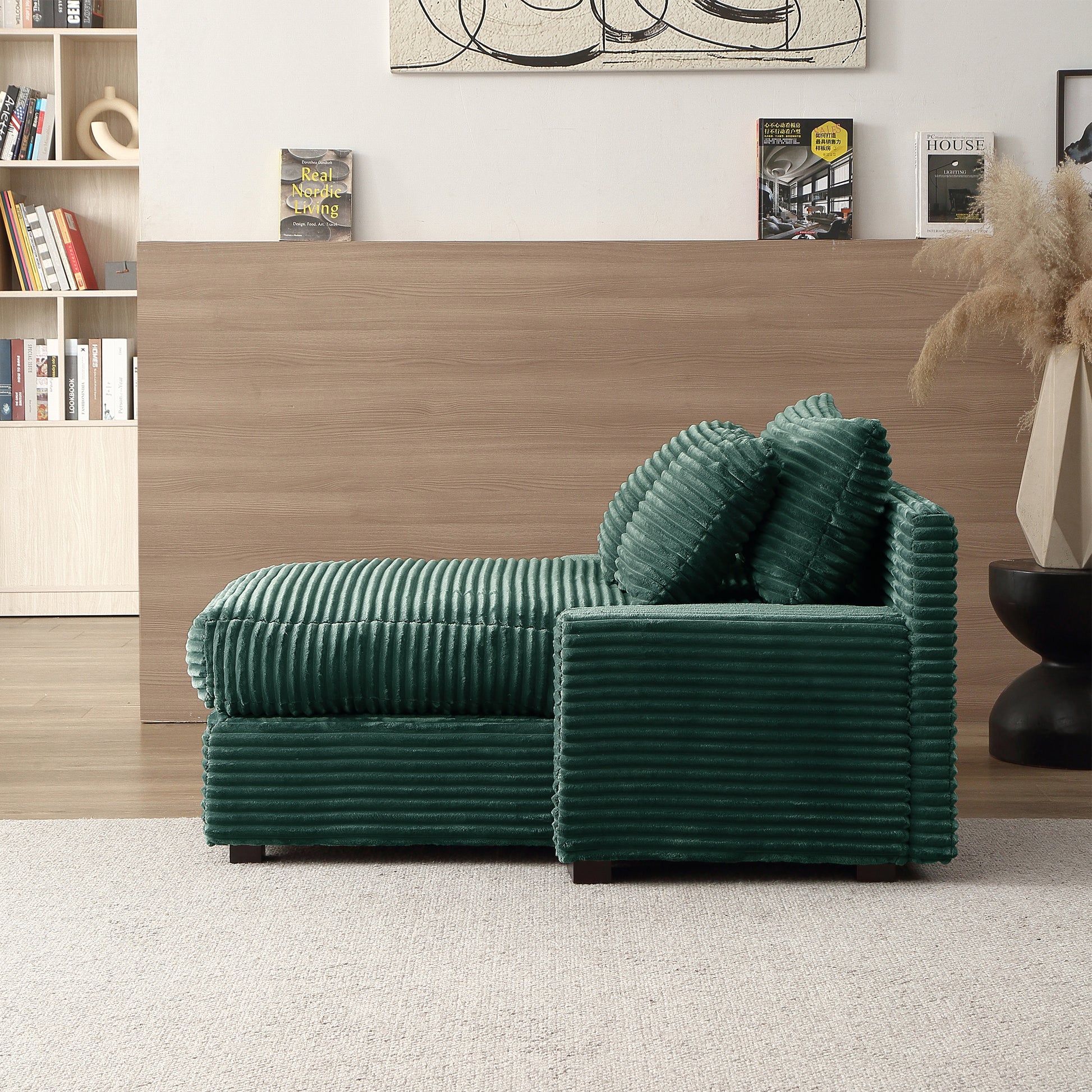 Modern Luxury Sofa Couch For Living Room Quality Corduroy Upholstery Sleeper Sofa Bed Daybed Green Green Corduroy 1 Seat