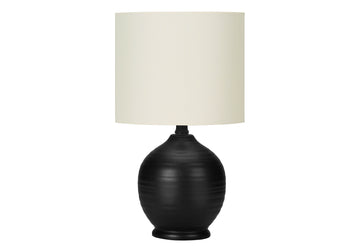 Lighting, 17"H, Table Lamp, Black Ceramic, Ivory Cream Shade, Transitional Black Ceramic