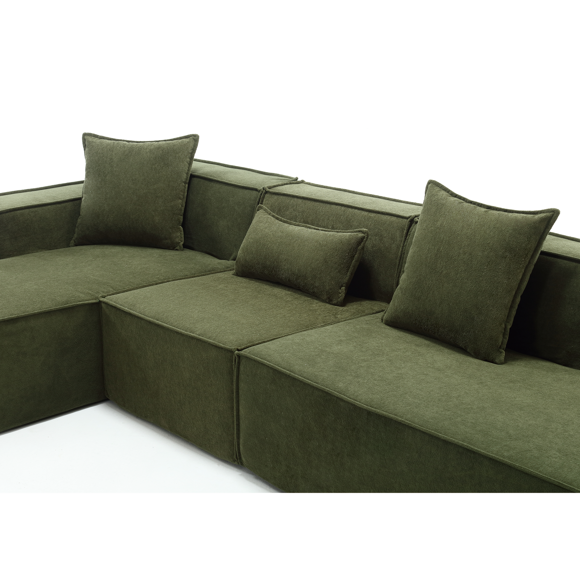 Modular Combination Living Room Sofa Set, Modern Minimalist Sofa, Free Installation Sofa, L Shaped, Italian Minimalist Tofu Block Sofa, Left Hand Facing,Terrycloth Fabric ,Green Green Polyester Primary Living Space Soft Modern Polyester 3 Seat