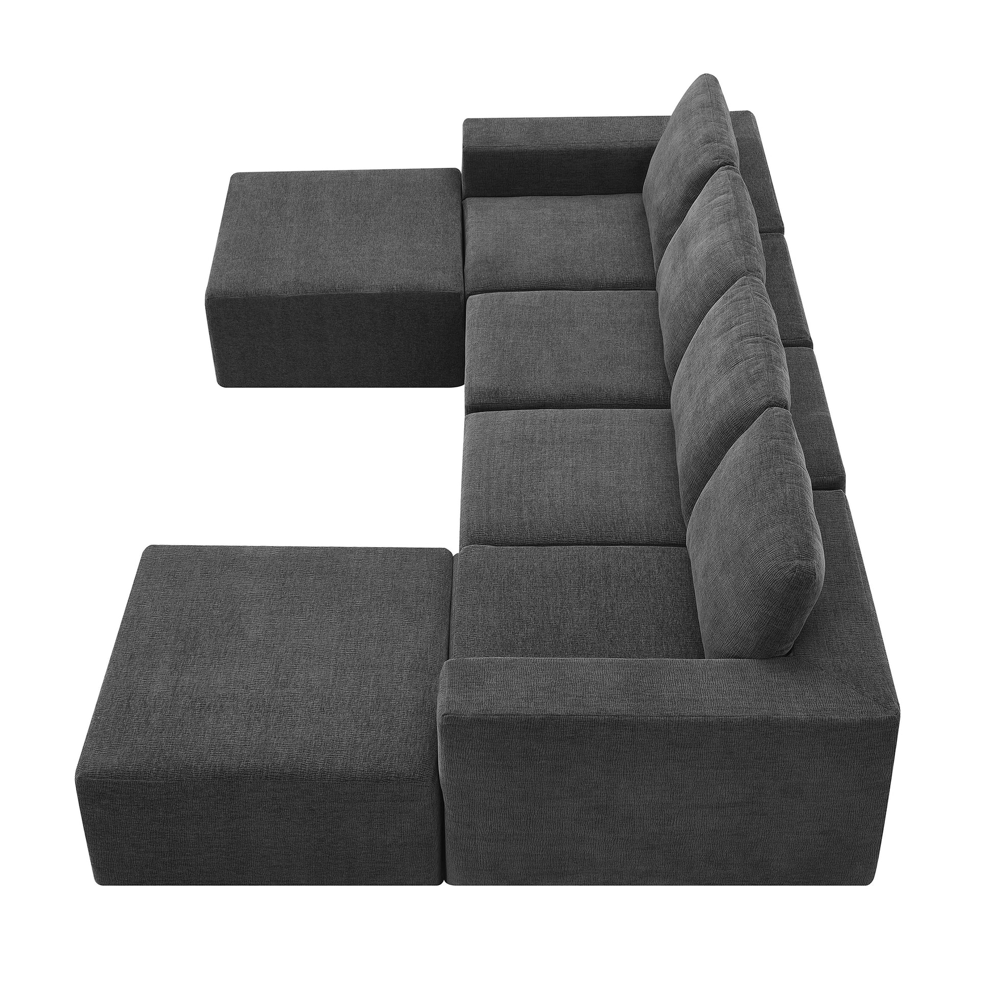 110*72" Modular U Shaped Sectional Sofa,Luxury Chenille Floor Couch Set,Upholstered Indoor Furniture,Foam Filled Sleeper Sofa Bed For Living Room,Bedroom,Free Combination,3 Colors Dark Gray Polyester 6 Seat