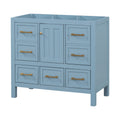 36'' Bathroom Vanity Without Sink, Solid Wood Frame Bathroom Storage Cabinet, Freestanding Vanity With 5 Drawers& Soft Closing Doors Not Include Basin Sink Blue Bathroom Solid Wood Mdf