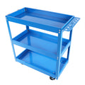 Tool Cart On Wheels, 3 Tier Rolling Mechanic Tool Cart, Heavy Duty Steel Utility Cart W Lockable Wheels, 450 Lbs Capacity Industrial Service Cart For Garage, Warehouse, Workshop Blue Blue Abs Steel