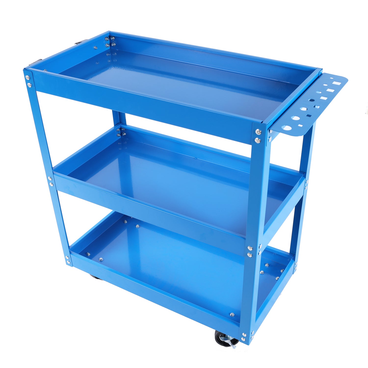 Tool Cart On Wheels, 3 Tier Rolling Mechanic Tool Cart, Heavy Duty Steel Utility Cart W Lockable Wheels, 450 Lbs Capacity Industrial Service Cart For Garage, Warehouse, Workshop Blue Blue Abs Steel