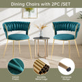 Coolmore Velvet Dining Chairs Set Of 2, Woven Upholstered Dining Chairs With Gold Metal Legs, Modern Accent Chairs For Living Room, Dining Room, Kitchen Teal Velvet Teal Foam Velvet
