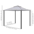 Outsunny 9.6' X 9.6' Patio Gazebo, Outdoor Canopy Shelter With 2 Tier Roof And Netting, Steel Frame For Garden, Lawn, Backyard, And Deck, Gray Gray Polyester