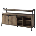 Rustic Oak And Black Tv Stand With Sliding Barn Door Oak Primary Living Space 50 59 Inches 50 59 Inches Paper Composite