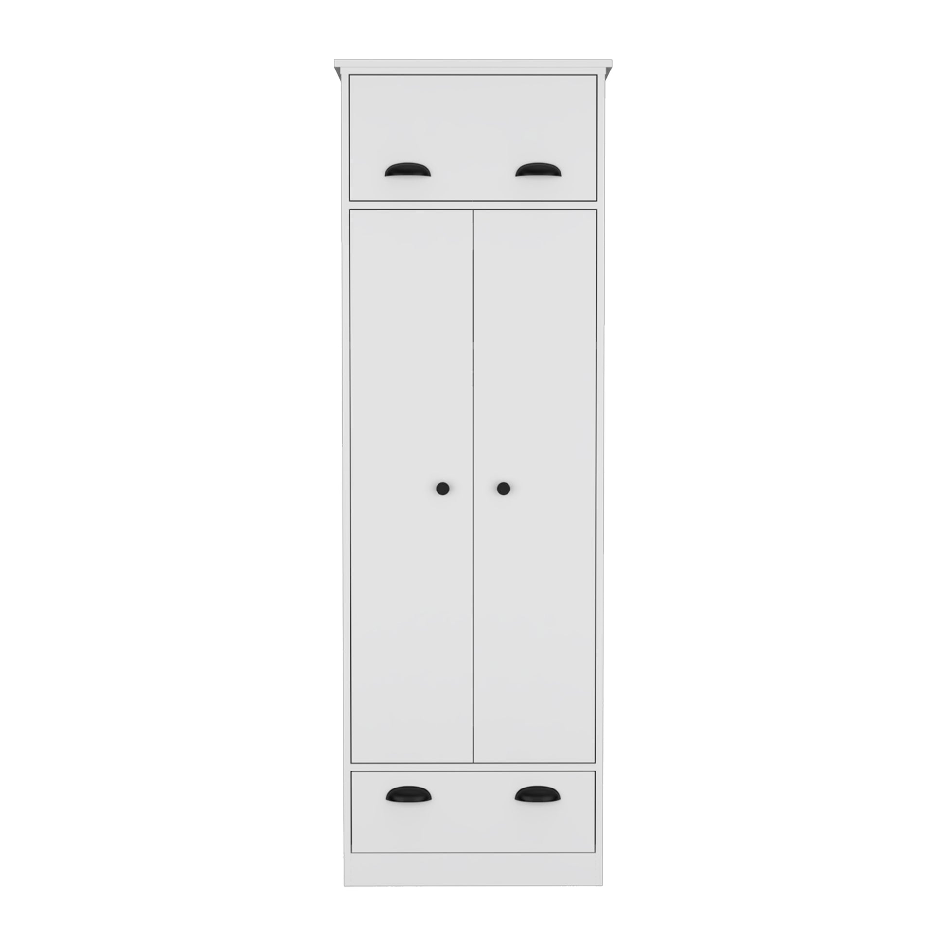 Falkland Armoire With 1 Drawer And 1 Hinged Drawer With Handles White White Bedroom Modern Particle Board