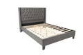 Queen Bed In Blue Gray Box Spring Not Required Queen Gray Fabric