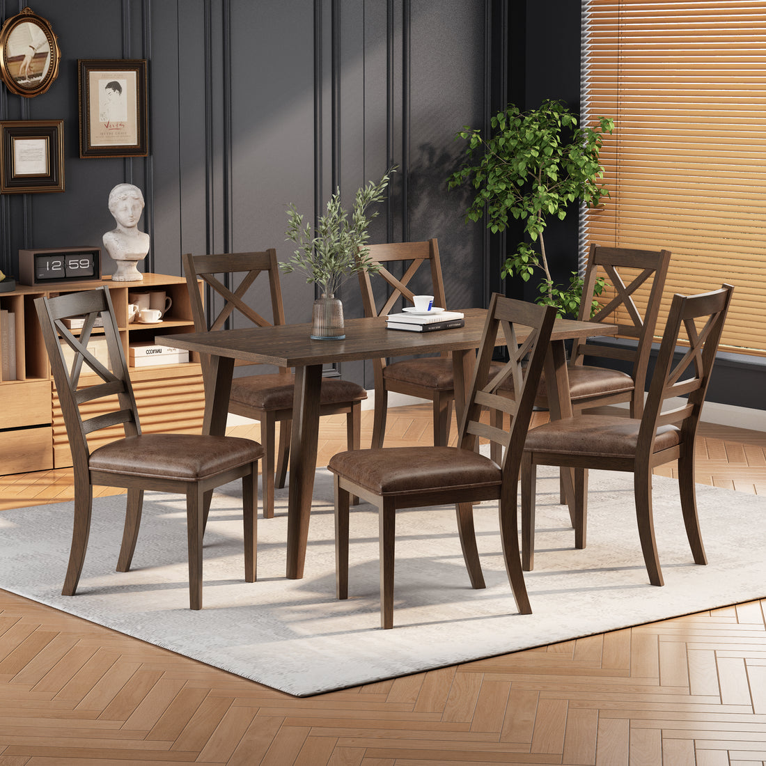 Dining Chairs Set Of 2, Brown Brown Set Of 2 Rubber Wood